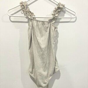 Light Grey Rufflled Strap Bodysuit